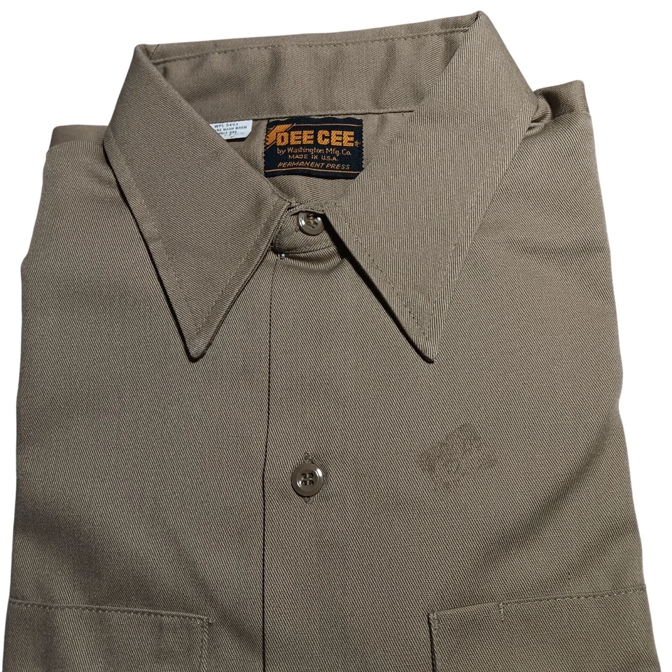 NOS 中号 15.5 LS True Vtg 70 年代 Washington DEE CEE UNION MADE Work KHAKI 衬衫 — 第 2/4 张图片