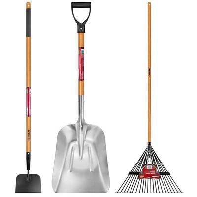 Husky Garden Tool Set 3-Piece Multi-Purpose Shovel n Scraper, Shovel, Leaf Rake