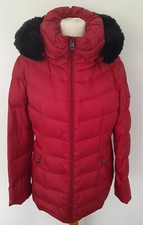 Andrew Marc - Down & Feather Coat Jacket Fur Trim Hood Red Size L 14