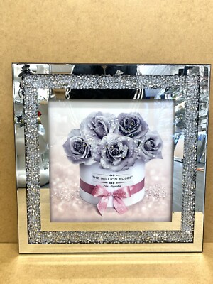 Crushed Diamond Million Rosen Bild Grau Liquid Art 3D Wandbehang 50x50 cm