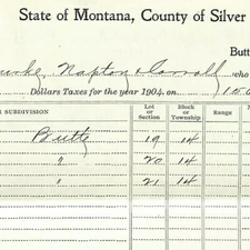 1904 Check Daly Bank Trust of Butte, MT Eugene Carroll Silver Bow Tax Receipt
