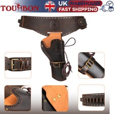 TOURBON Leather Pistol Holster Handgun Belt Pouch with Ammo Holder 20 Rounds UK