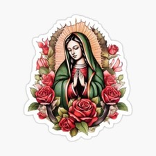 Virgen de Guadalupe Virgin Mary Virgencita Floral Sticker waterproof