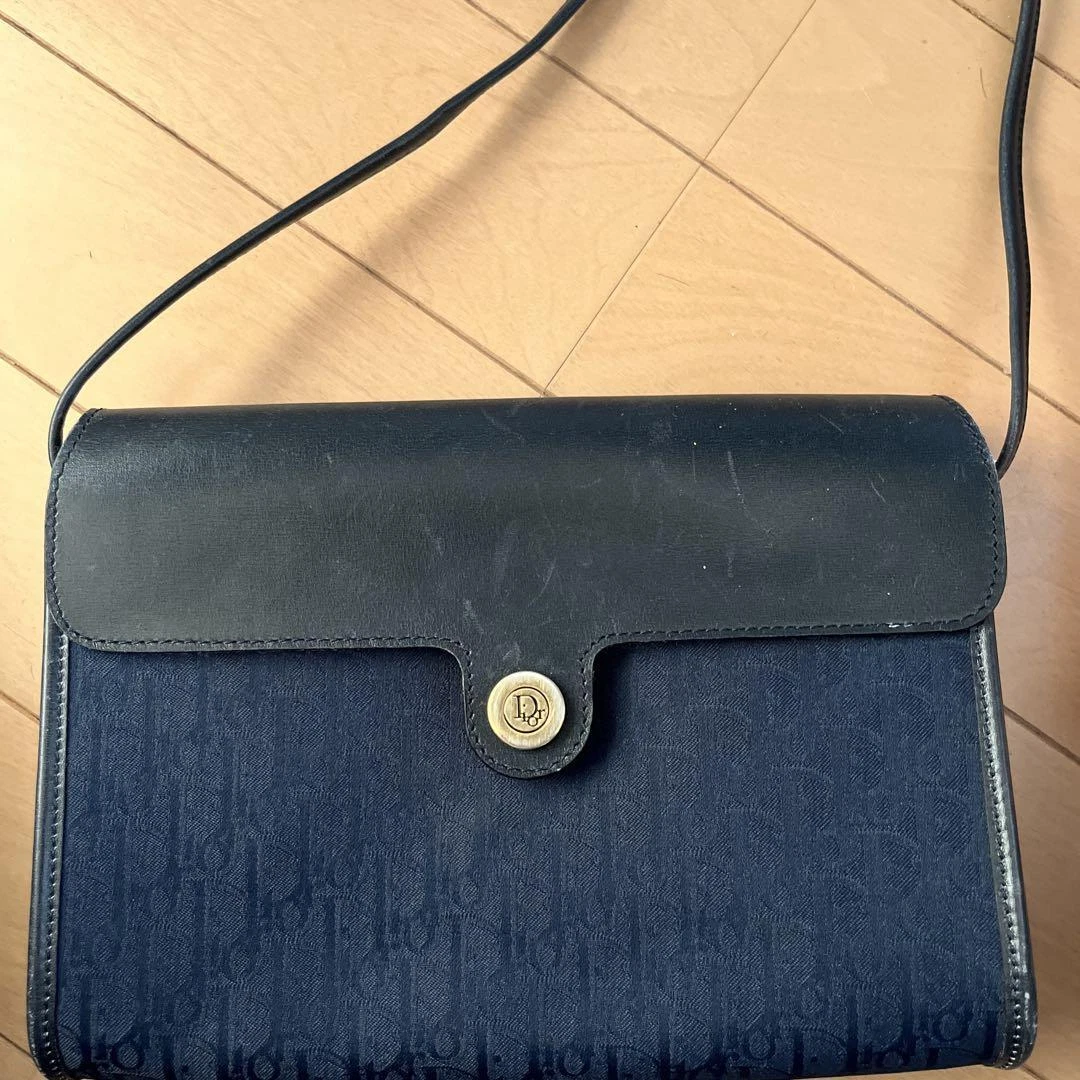 Sac bandoulière Christian Dior bandoulière trotteur cuir toile marine authentique