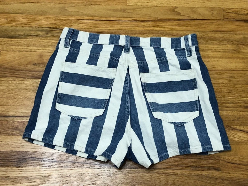 Pantalones cortos Current/Elliott Westside para mujer mamá 29 azul blanco a rayas denim Foto 2 de 4