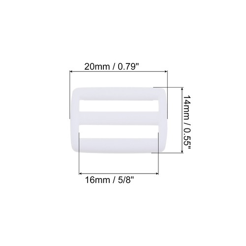 5/8 Inch Tri-Glide Slide Buckles, 50 Pack Webbing Strap Fastener, Translucent - Picture 2 of 5