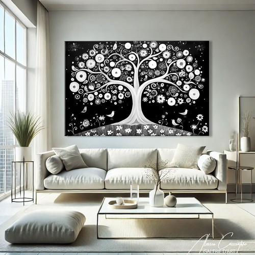 Celtic Tree Of Life Canvas Wall Art Spiritual Gift Zen Decor Bedroom Black White - Picture 2 of 10