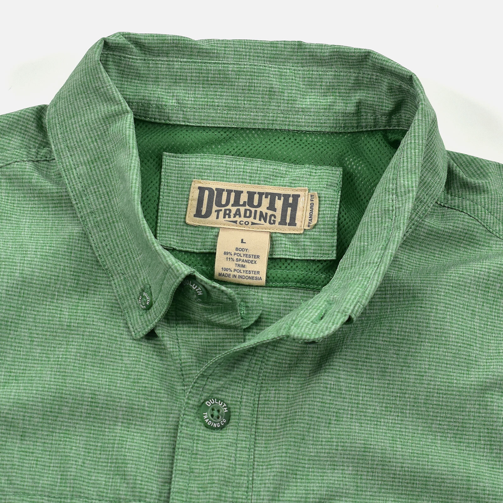 Duluth Trading Co Outdoor Green Plaid Pocket Button Down SS Standard Fit Shirt L image 4