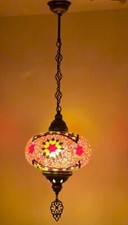 Turkish Moroccan Large Glass Mosaic Hanging Lamp Ceiling Light Chandelier