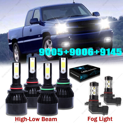 For   Silverado 1500 2500 HD 2004-2006 6000K LED Headlight + Fog Light Bulb