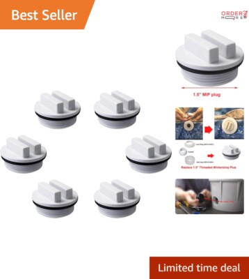 6-Pack 1.5'' Threaded Winterizing Plugs for All Pool Filters - Durable & Reliable