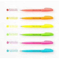 Pentel Fude Touch Sign Pen Neon Color Edition Choose from 6 Colors SES15C-F