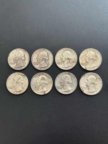 8 Lot Of 1964 Washington Silver Quarter Coin 25C 90% Bullion