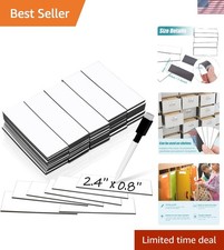 50 Pack Dry Erase Magnetic Labels White Reusable Write On Magnets Sticker, Ma...