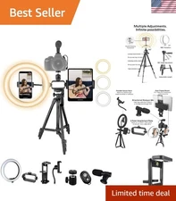 All-in-One Vlogging Kit with Tripod, Microphone & LED Light for YouTube & TikTok