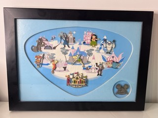 Disneyland 50th Anniversary Framed Pin Set Retro Collection 2005