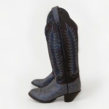 Vintage Tony Lama Boots Womens Size 5 Black Gray Leather Cowboy Western 7530