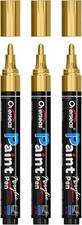 Gold Paint Pens Paint Markers - Permanent Acrylic Markers 3 Pack, Water Based,