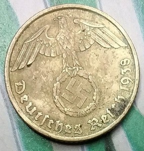 WWII Third Reich 5 Reichspfennig 1938-G  Karlsruhe Germany, Combined Shipping 