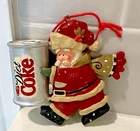 VTG Kurt Adler Santa Claus Holding Diet Coke Can Resin Christmas Ornament 1999