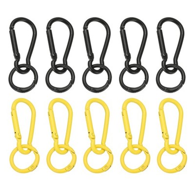 10Pcs Keychain Clips with O Rings, Black/Yellow