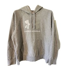 Womens Under Armour Sz M Grey Hoodie Glitter Logo