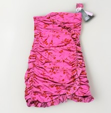 Target Pink Floral Ruched Strapless Mini Dress 100% Recycled Polyester S