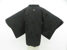 JAPANESE KIMONO BLACK HAORI COAT BLACK 78cm 2 ft 7 in PURE SILK AA7992