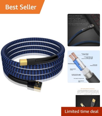 4.9FT Digital Audio DAC A to B USB Cable: Durable Braided Design for Audiophiles