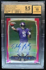 2014 Topps Chrome Teddy Bridgewater Rookie Auto Pink Refractor #42/75 BGS 9.5/10