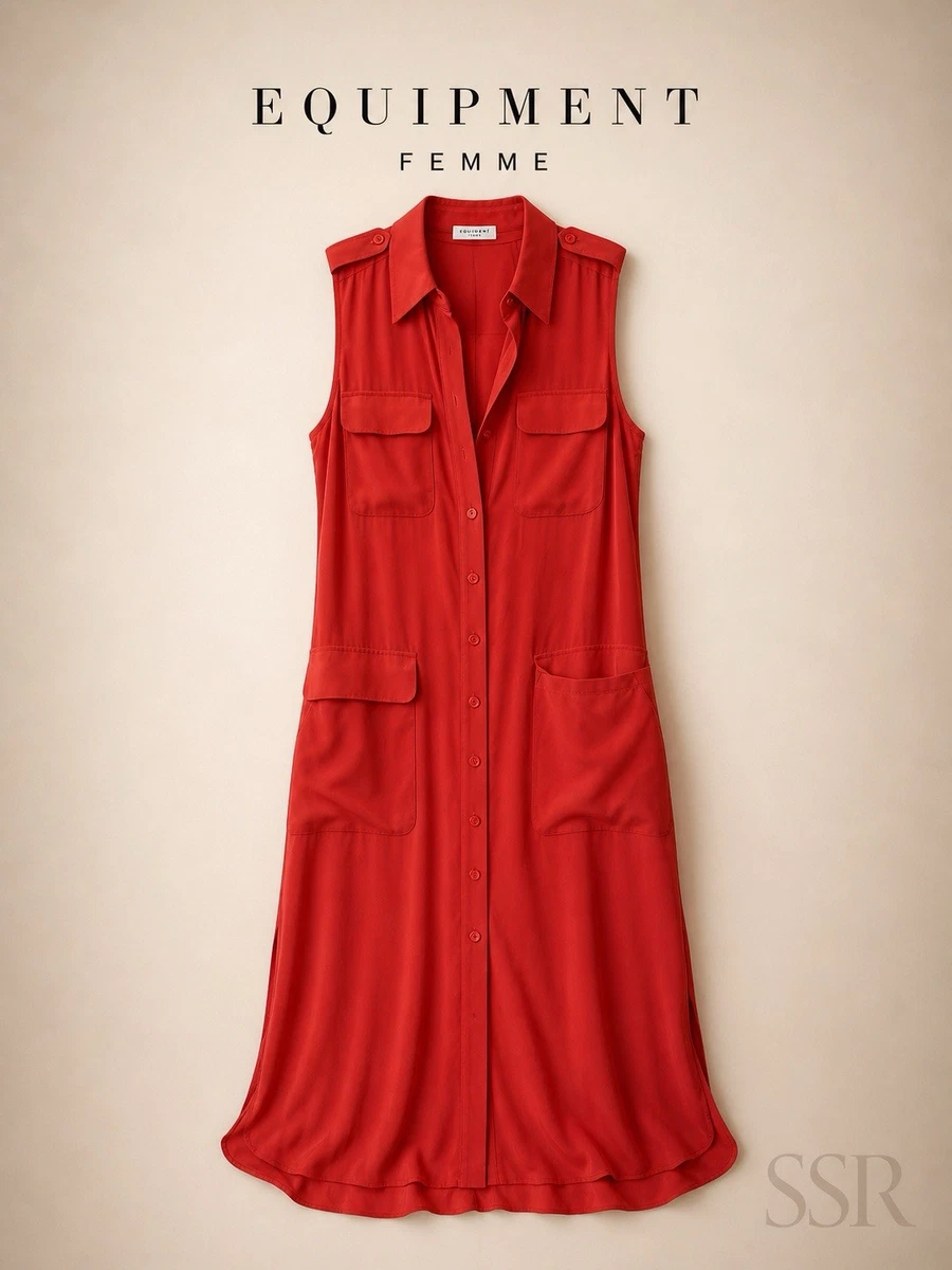 equipment red dress Equipment Cameron Mini Silk Dress
