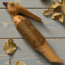 Vintage Swiss Made Bird Whistle Hand Carved Wooden Folk Art Collectible