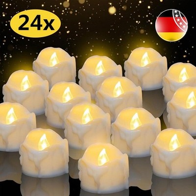 24x LED Teelichter elektrische Teelichter LED Kerzen Teelicht+Batterie Set