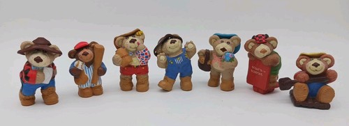 Vintage Furskins Bears 2.5” 1986 Lot Of Seven (7) Wendys PVC Figurines QAA Inc