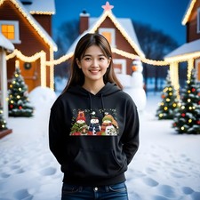 Christmas Hoodie Unisex Funny Cute Snowman Santa Hooded Sweater