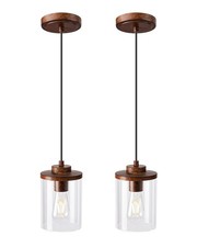 EDISHINE Modern Pendant Lights Kitchen Island, Clear Glass Shade, Farmhouse