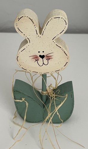 Vintage 90’er 5 handgefertigte Ostern Massivholz Hasen Deko freistehend Americana - Bild 12 von 14