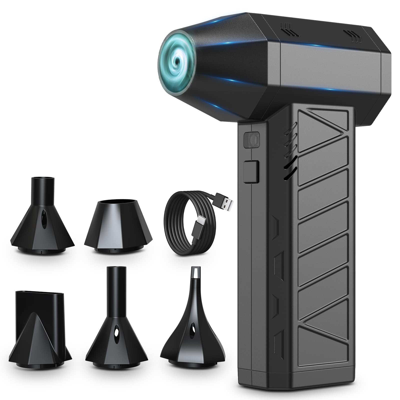 Compressed Air Duster Air Gun - Powerful Cordless Rechargeable 4-Gear Adjusta...