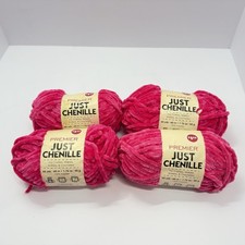 Premier JUST CHENILLE Yarn 65yards Lot of 4 , Hot Pink, Crochet Super Bulky