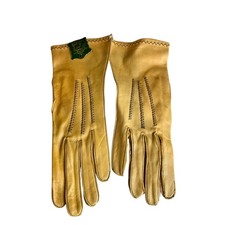 Vintage Genuine Deerskin Ladies Leather Gloves Contrast Stitch