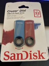 SanDisk Cruzer Dial 2x 32GB USB 2.0 Flash Drives 2-Pack - Blue / Red