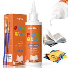 Book Glue, Neutral PH PVA Adhesive 300g/10oz, Acid-Free, Dries Clear  Remains...