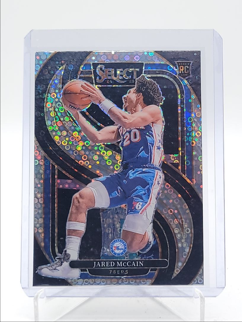JARED MCCAIN 2024-25 SELECT PREMIER LEVEL ROOKIE DISCO PRIZM 76ERS RC Q5692