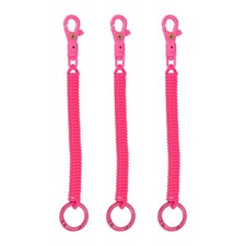 Retractable Coil Keychain W Plastic Double Lobster Clasp, 7", Rose Red  3 Pcs 
