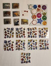 Vtg Sticker Lot HOLOGRAPHIC SHINY Mini Tiny, Sports, Smily Face, Animals