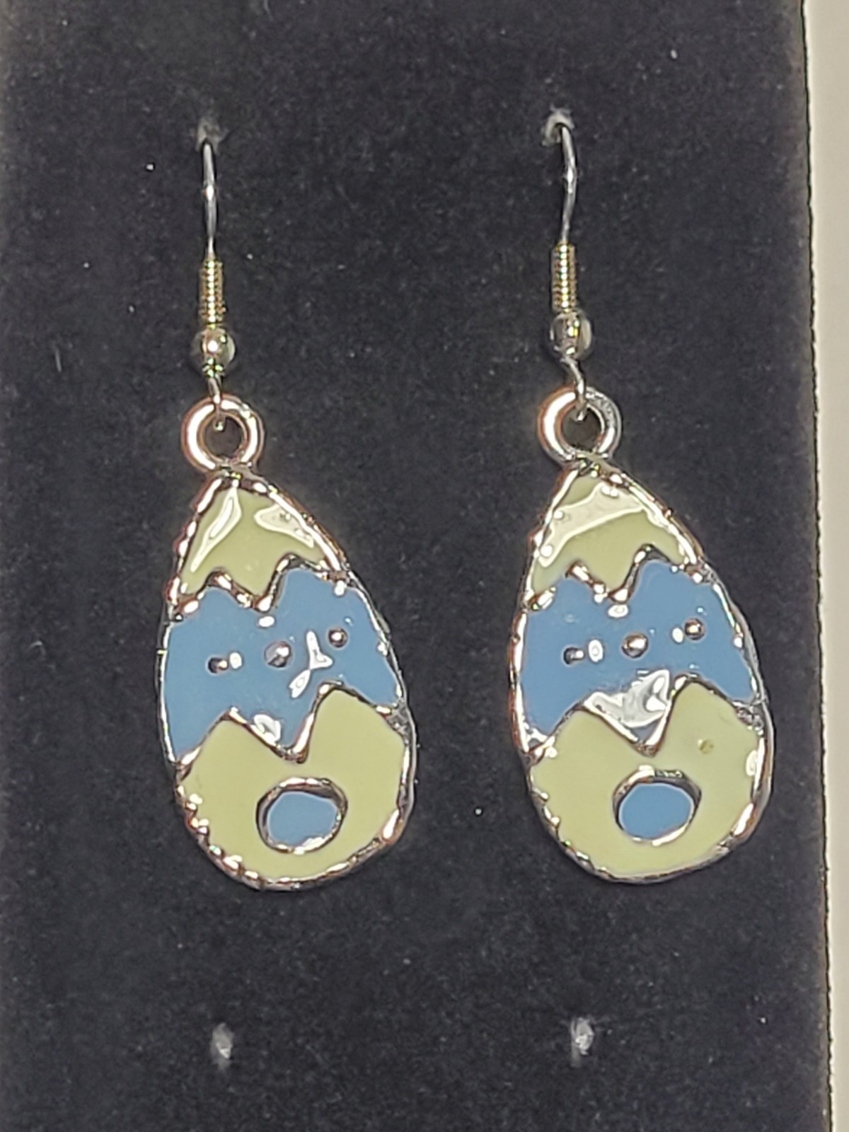Silvertone Enamel Teardrop Easter Egg Dangle Fash… - image 2