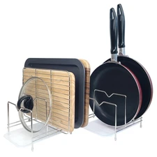Pot Lid Organizer Cutting Board Holder Stainless Steel Rack Pan Chopping Boar...