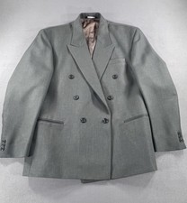 Falcone Union Made In USA Mens 44R Double Breasted Olive Wool Blazer Suit Jacket