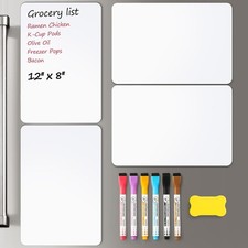 4 PACK Magnetic Dry Erase Board Sheet for Fridge, 12"x8" 12 x 8 Inches, White