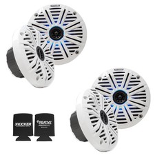 Kicker 6.5" LED Marine Speakers 2 Pair White Salt Water Grills OEM speakers